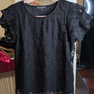 Adrianna Papell Black Short Sleeve Blouse